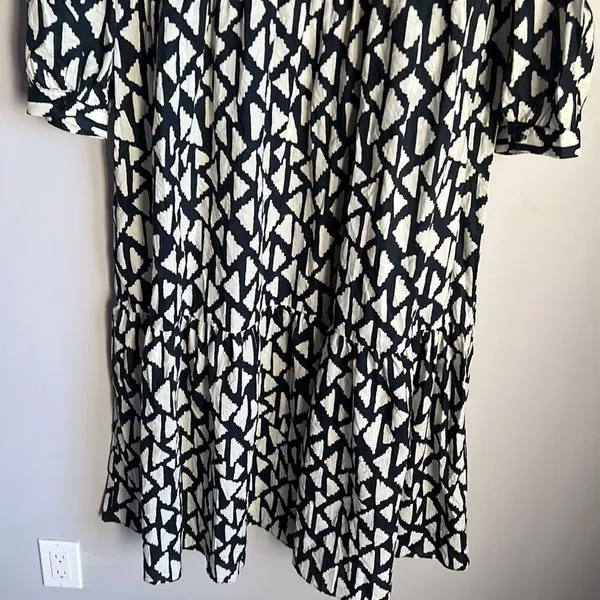 Zara New Long Print Collar Dress Black - Image 8