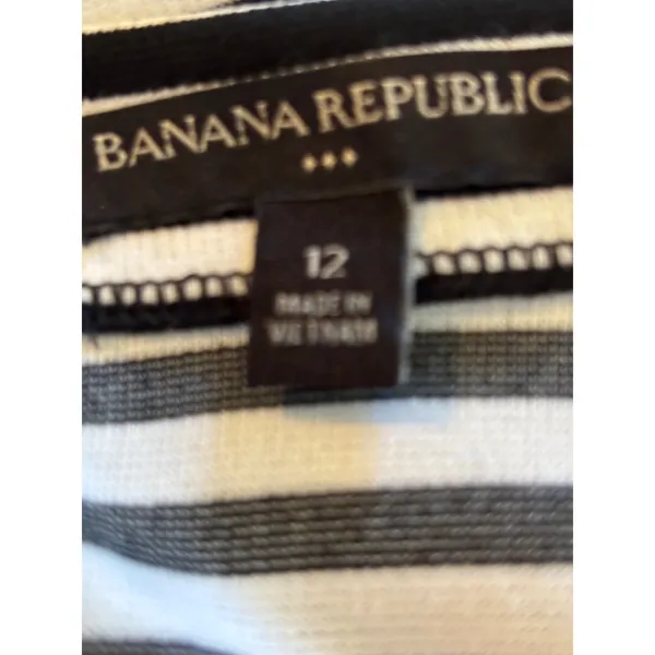 Banana Republic Womens Black White Striped Pencil Skirt Size 12 Stretch Knit - Image 5