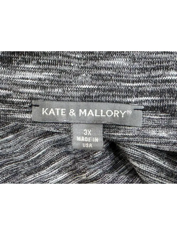 Kate & Mallory Gray Heathered Knit Drop Shoulder Tie Poncho Top Plus Size 3X - Image 7