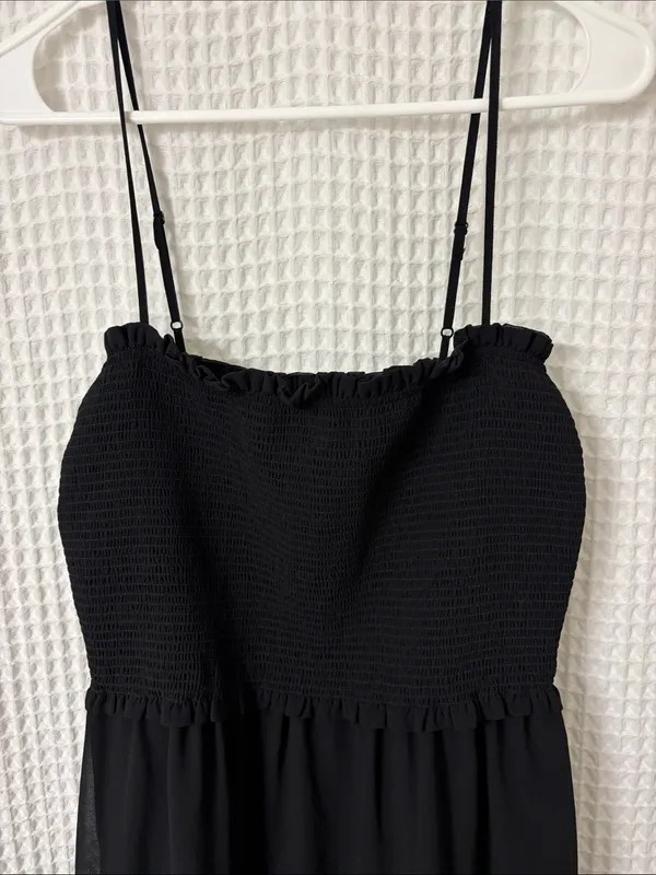 Aritzia Wilfred Tempest Sleeveless Mini Dress Smocked Black Large NWT - Image 6
