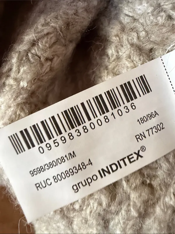 Zara Beige Waffle Knit Crewneck Sweater Oversized Chunky Long Sleeve Pullover - Image 4