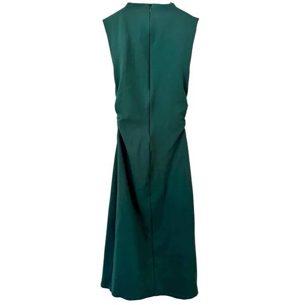 Z Supply Emerld Green High Neck Ruched Stretchy Side Slit Dress Size Small - Image 3