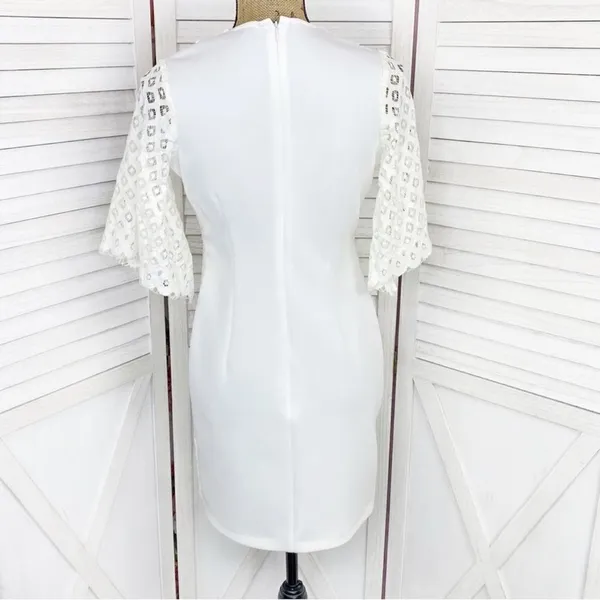 Alexia Admor Lace‎ Front Bell Sleeve Sheath Dress Small Ivory White Half Sleeve - Image 4