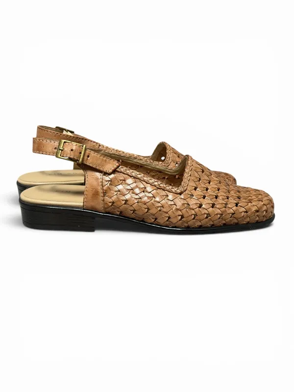 Vtg Kim Rogers Lindsey Woven Leather Slingback‎ Flats Fisherman Cottagecore Boho - Image 3