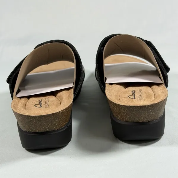 Clarks Size-8.5M Womens Calenne Lily Black Leather Casual Sandals Shoes‎ - Image 5