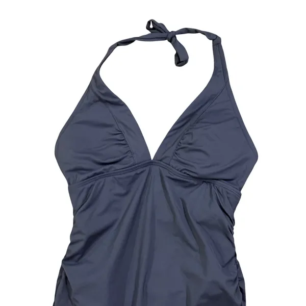 Athleta Shirrendipity Gray Halter Ruched Swim Dress One Piece Swimsuit Size S - Image 2