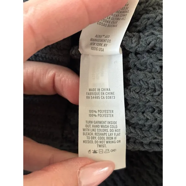 Aerie Womens Sugar Rush Chenille Sweater Charcoal‎ Gray V-Neck Pullover Small - Image 7