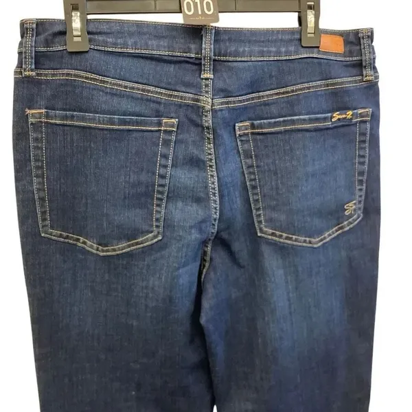 Seven7 high rise vintage straight dark wash non ripped jeans size 12 #740 - Image 3