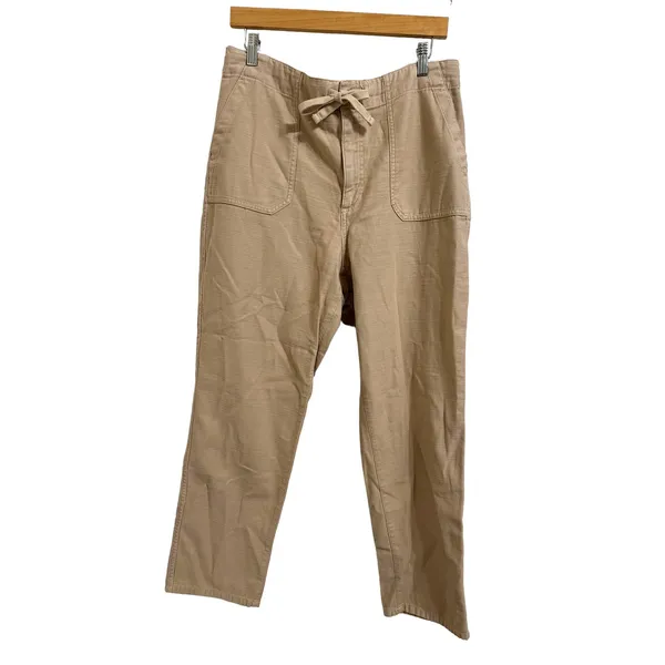 J.crew tie waist camp‎ pant dark beechwood size Large #BA291 - Image 2