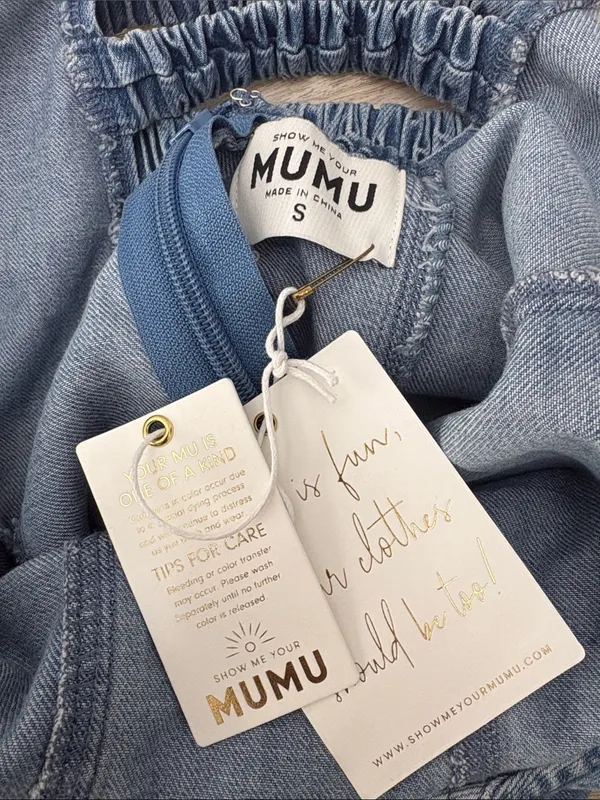 Show Me Your MuMu Steph Mini Dress Women Size Small Blue - Image 7