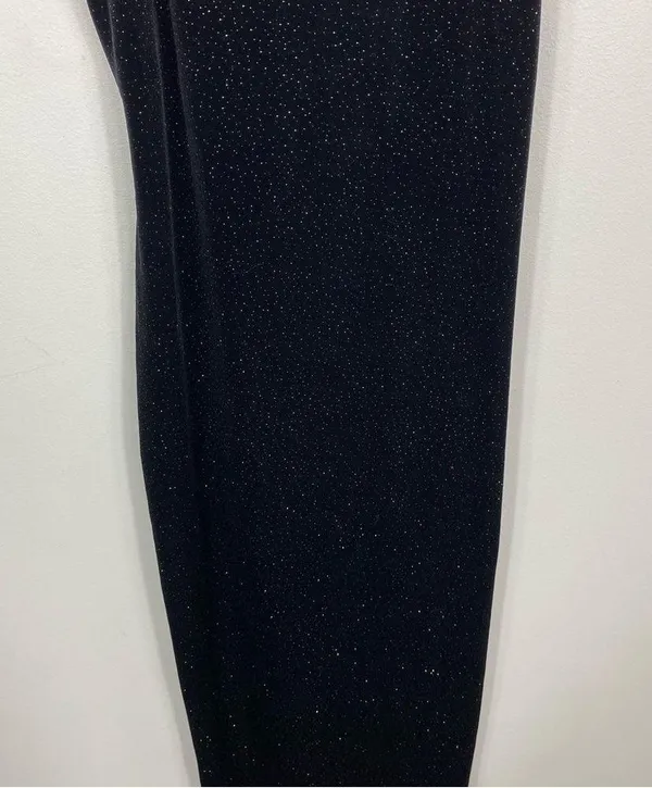 Vintage Be Smart Long Sparkly Black Velvet Dress - Image 4