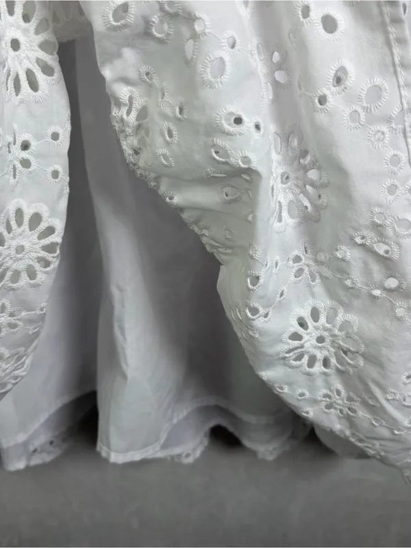 Time and Tru Women’s White Eyelet Embroidered Tiered Midi Dress Sz XXL 20 Boho - Image 4