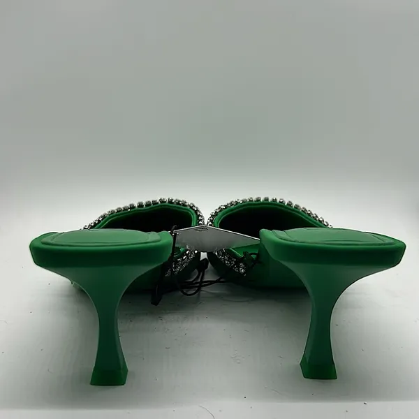 Zara NWT Emerald Green Rhinestones Heels Sandals Shoes **Size 36/US 6**💚💚 - Image 5