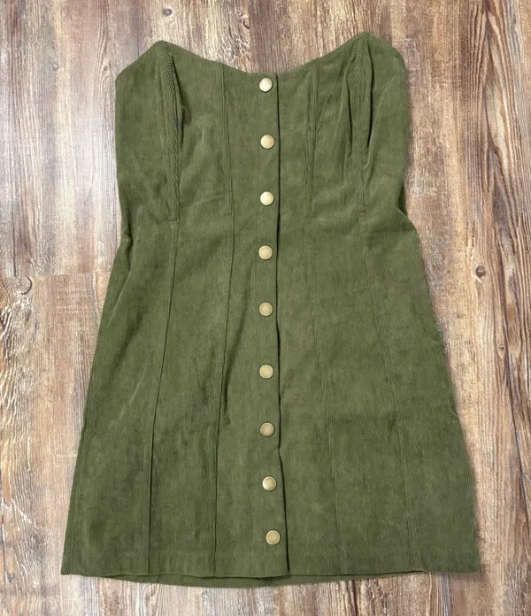 Urban Outfitters Cali Corduroy Strapless Corset Mini Green Dress Size Medium - Image 2