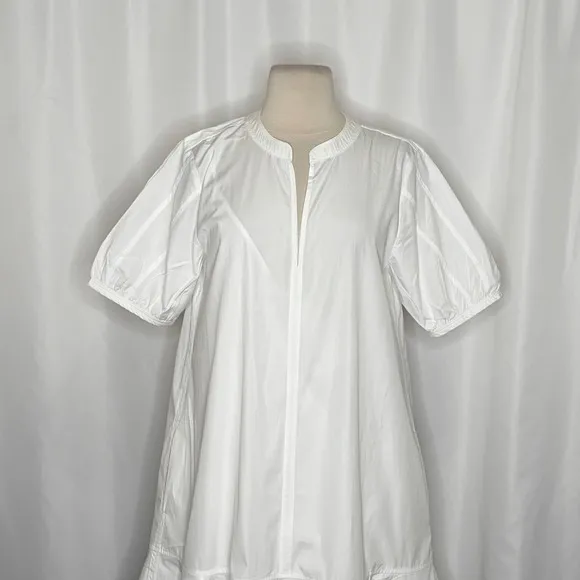 NWT!! J. CREW Delilah Dress Cotton‎ Poplin Solid White Mini Ruffle Small Tall ST - Image 3