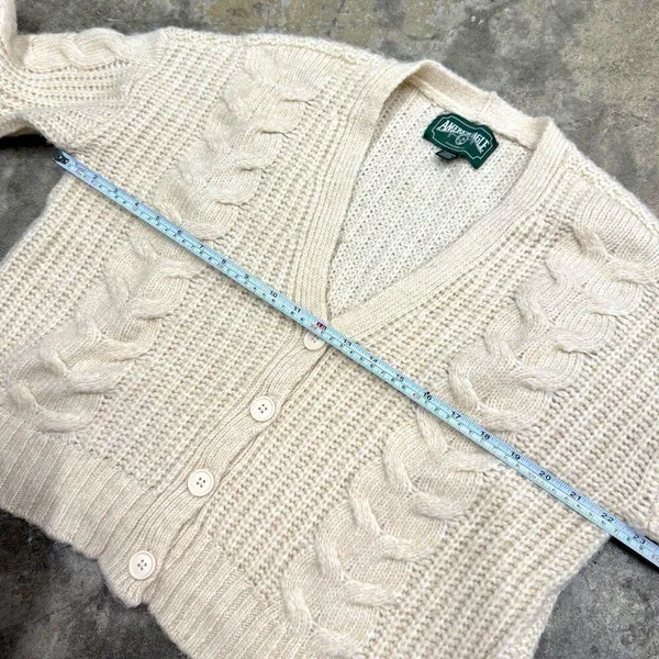 American Eagle cable knit wool blend oversized cardigan - Image 3