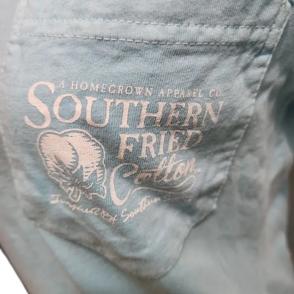 Southern Fried Cotton TShirt Womens Size Small Light Blue Casual Coastal‎ - Image 4