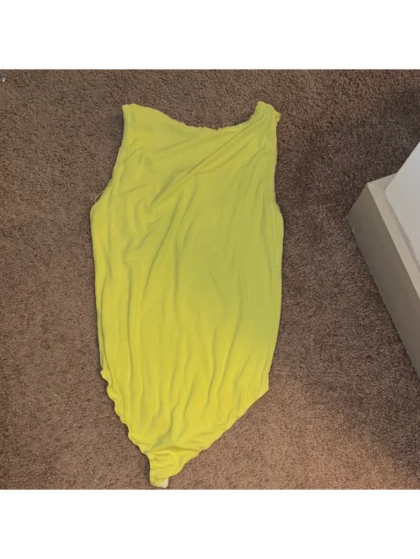 POL Yellow Sleeveless Bodysuit with Button Detail snap close minimal basic - Image 7