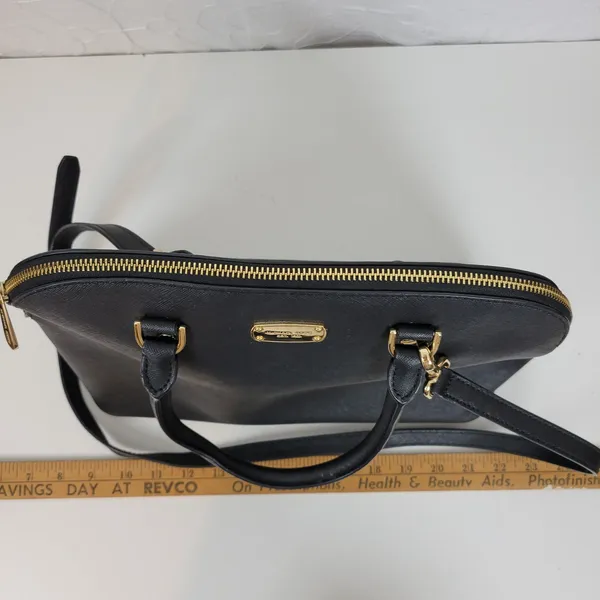 MICHAEL Michael Kors Women Bag Black Leather Cindy Dome Satchel Detachable Strap - Image 14