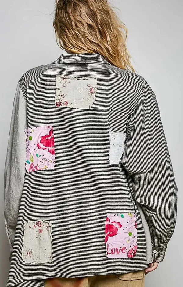 POL Patchwork Button Flannel - Image 4