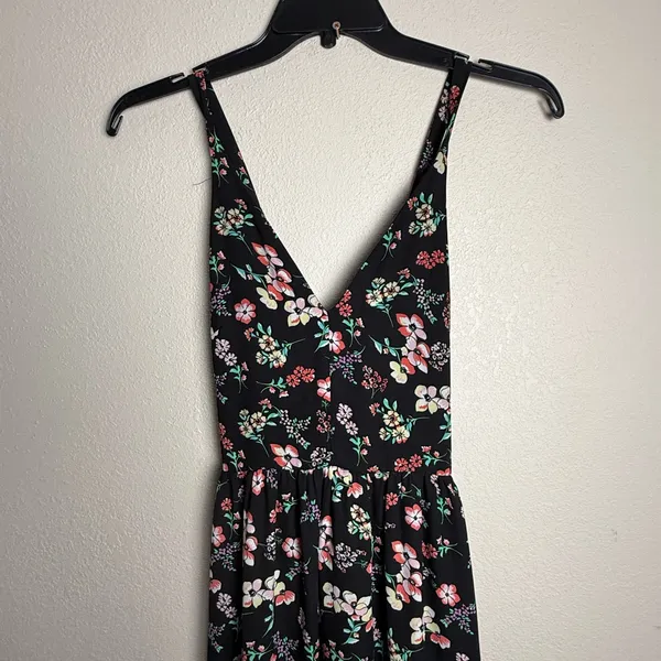Gap Women‎ Size 6 Maxi Sleeveless Floral Summer Black Dress - Image 2