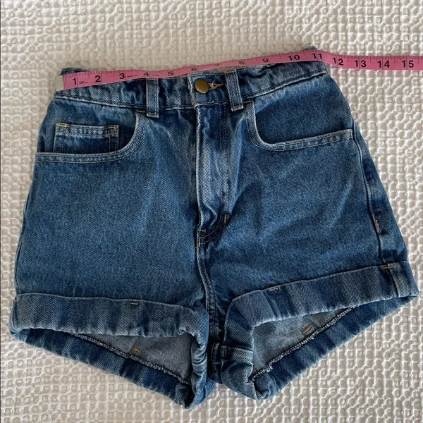 AMERICAN APPAREL Jeans Denim High Rise Cotton Shorts Cuffed Hem Size 24 *Altered - Image 6