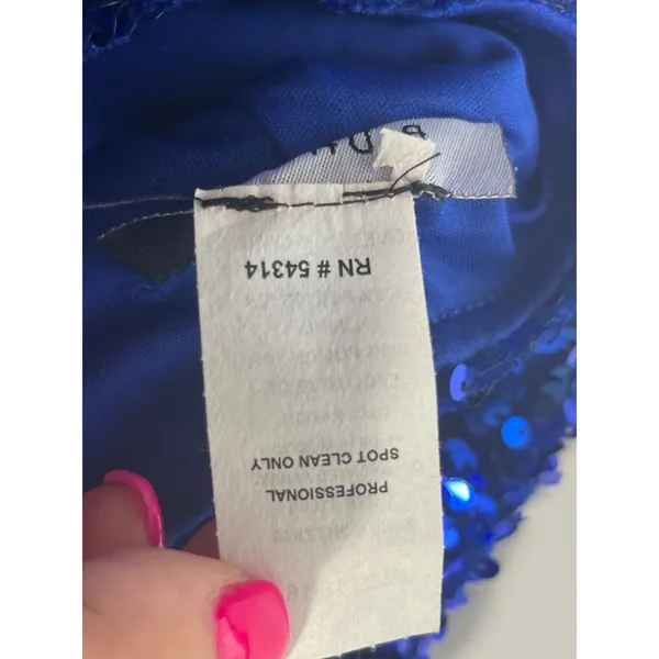 B. Darlin Sequin Feather Trim Open Back Mini Dress Women 15/16 Royal Blue Glam - Image 6