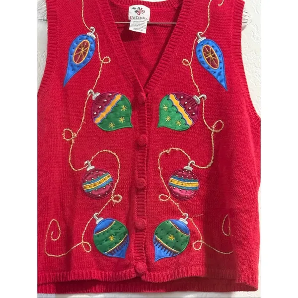 Vintage 90s Nutcracker Ornament Christmas Holiday Sweater Vest Size m Granny - Image 2