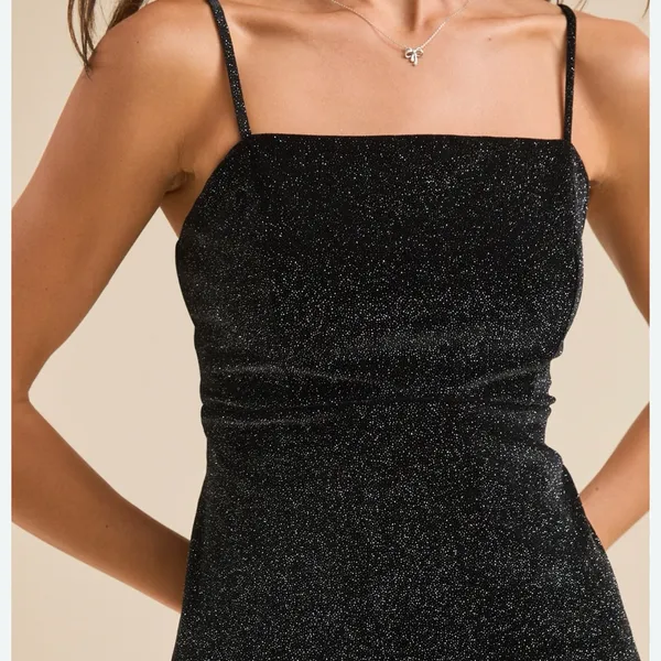 NEW Altar’d State Black Holiday Sparkle Bow Mini Dress Size XXL NWT - Image 3