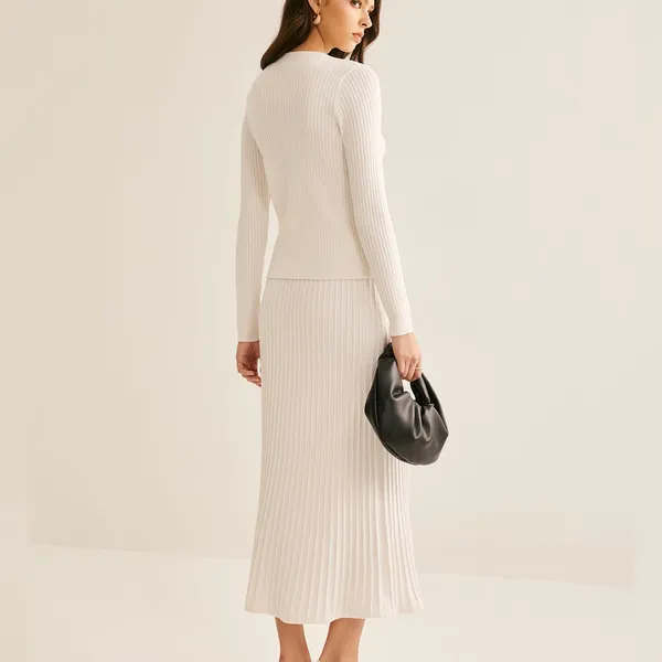 Commense Elegant Button Pleated Sweater Co - Image 2