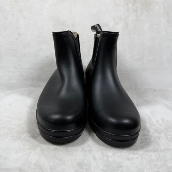 Planone Womens Chelsea Rain Boots Black Rubber Waterproof Ankle Lug Sole 37 US 7 - Image 4