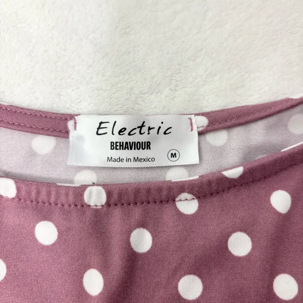 Electric Behavior Dusty Rose Polka Dot Long Sleeve Top size M‎ - Image 5