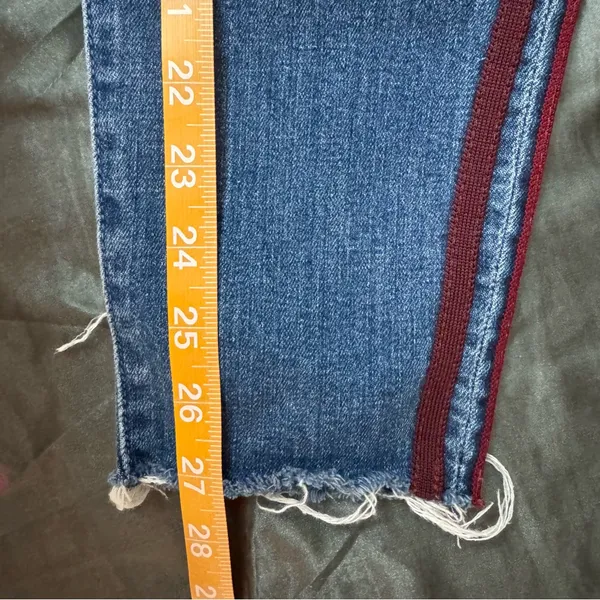 Mother The Looker Ankle Fray Women's blue Skinny Jeans side stripes Size 26 - Image 13