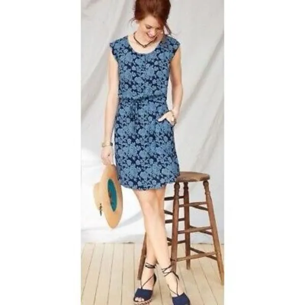 ✨Cabi Java Sz Small Dress Drawstring Blue Floral✨ - Image 3