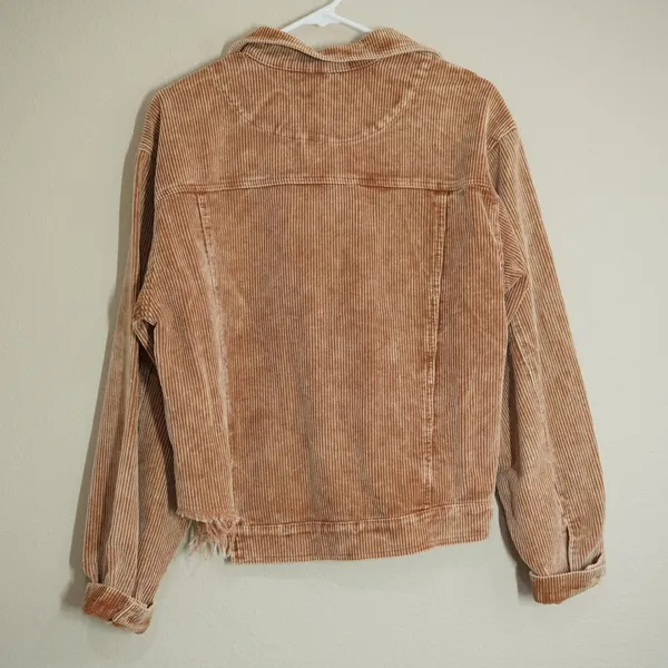 POL Size Medium Brown Corduroy Jacket Distressed Boho Casual Fall Cropped Casual - Image 6