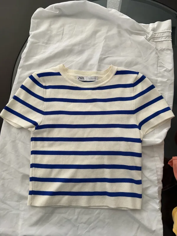 ZARA Blue White Stripe Top - Image 3