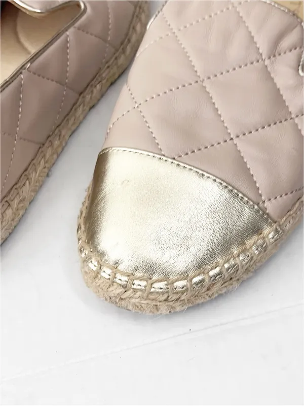 TALBOTS Izzy Quilted Nappa Leather Upper Espadrille Captoe Flats Size 8.5 Preppy - Image 7