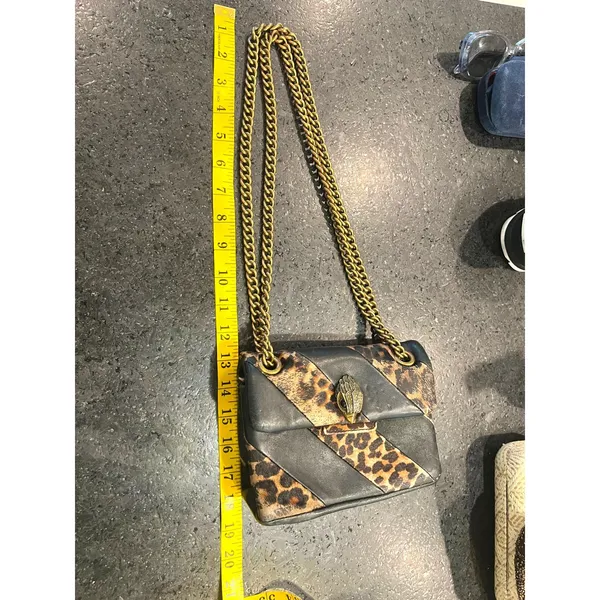 Kurt Geiger Soho small crossbody purse shoulder bag leopard print calf hair - Image 14