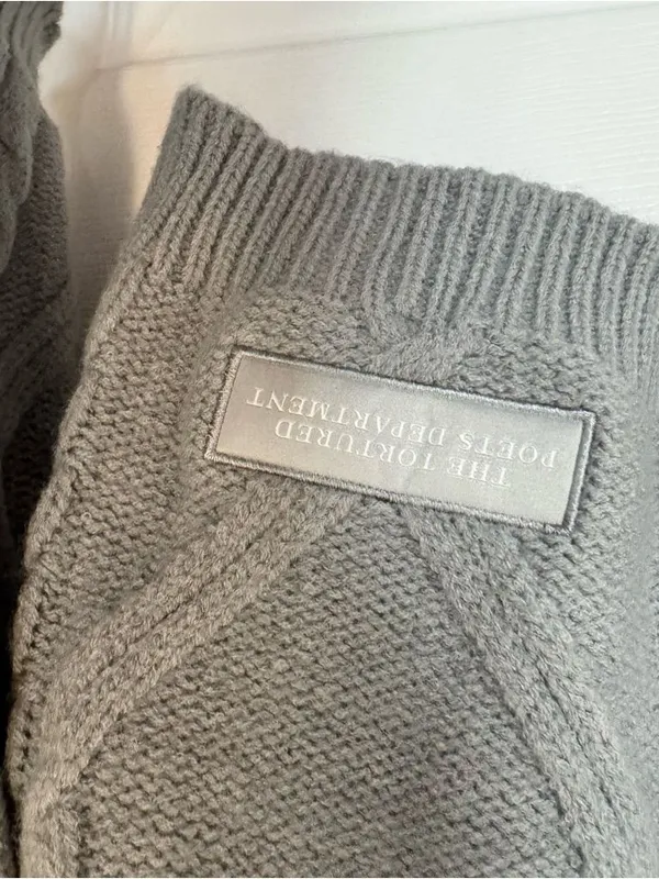Authentic TAYLOR SWIFT TTPD Cable Knit V-Neck Cardigan Sweater - Gray XS/S - Image 2