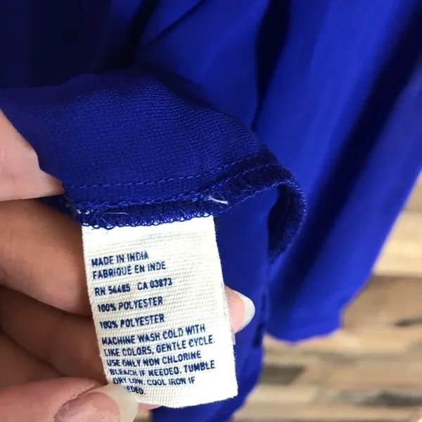 American Eagle Outfitters Royal Blue Chiffon‎ Button Down Shirt Womens Medium - Image 5