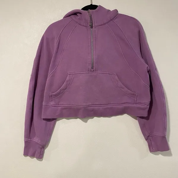 Lululemon Purple Cropped Half Zip Hoodie XS/S Oversized Scuba Style - Image 3