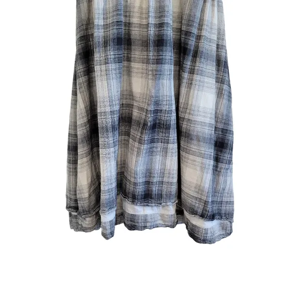 Converse One Star Cotton Plaid Sweetheart Neck Mini Skater Dress Size Medium - Image 4