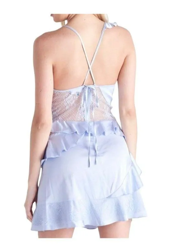 Blue Blush Lace and Ruffle Mini Dress Size Small NWT - Image 3