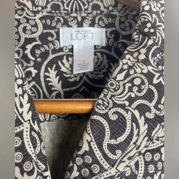 LOFT Ann Taylor Business Casual Academia Brown Paisley Preppy Blazer fall 2 - Image 2