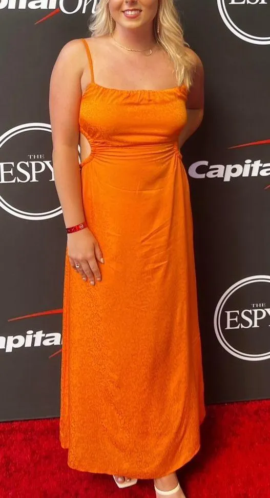 & Other Stories Orange Midi Dress - Image 3