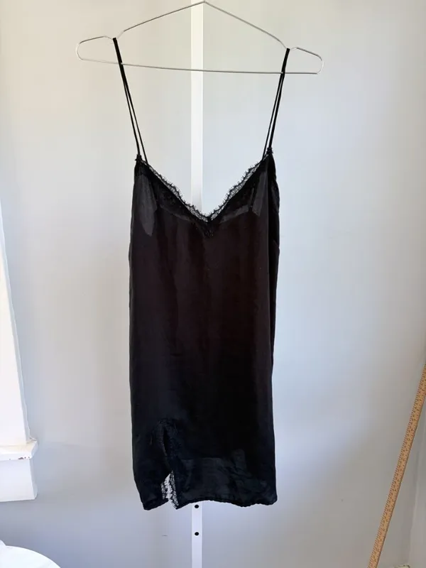 Out From Under Black Slip Dress Lace Trim Mini Y2K Coquette Lingerie Style M - Image 2
