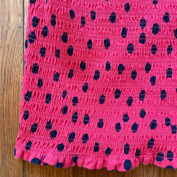 Anthropologie Dolan Polka Dot Smocked Puff-Sleeved Boho Top - Size Medium - Image 9