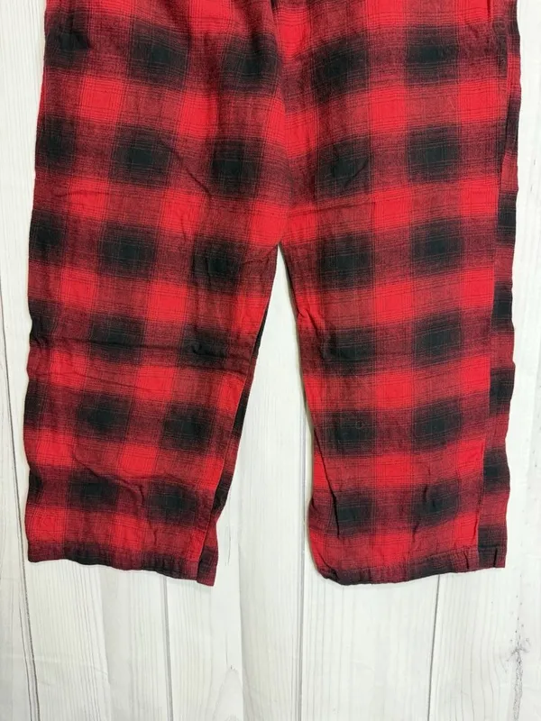 Gap Body Pajama Pants Sz L (36x28) Red Black Drawstring Lightweight Plaid - Image 4