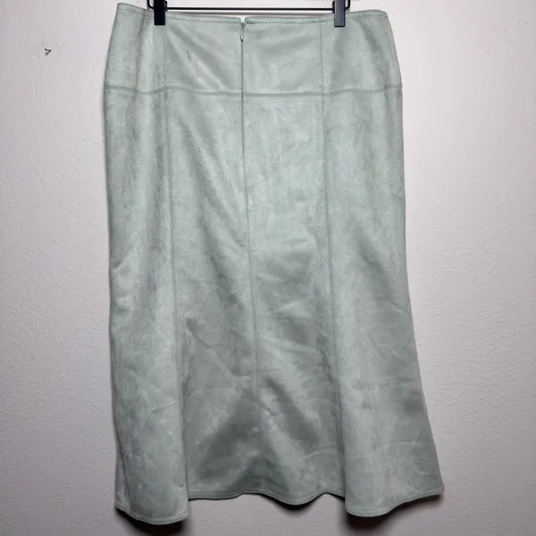 NEW Ann Taylor Women Skirt 14 Green Faux Suede A-Line‎ Midi Western Boho Office - Image 9