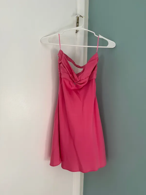 Cotton Candy LA pink strapless satin mini dress - Image 3